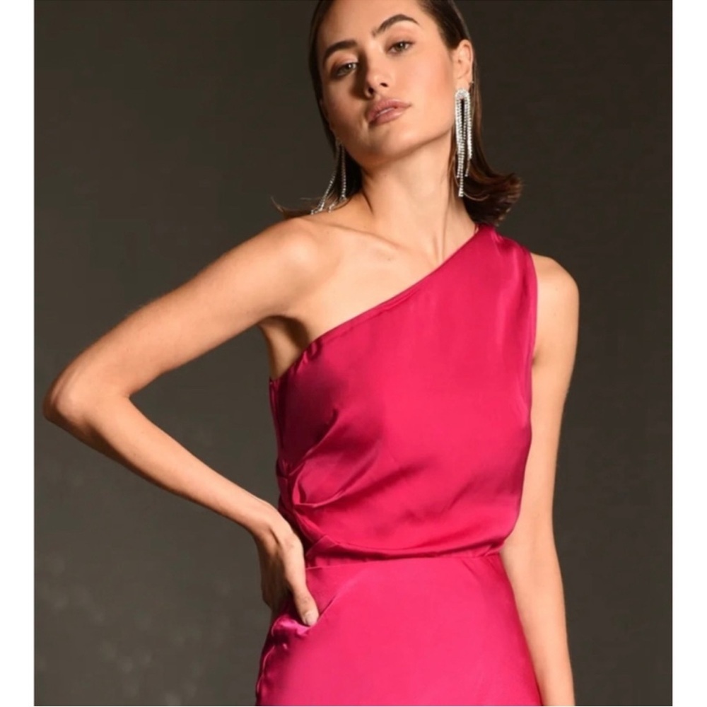 Greylin Rita One Shoulder Bright Magenta Blouse Size XL NWT